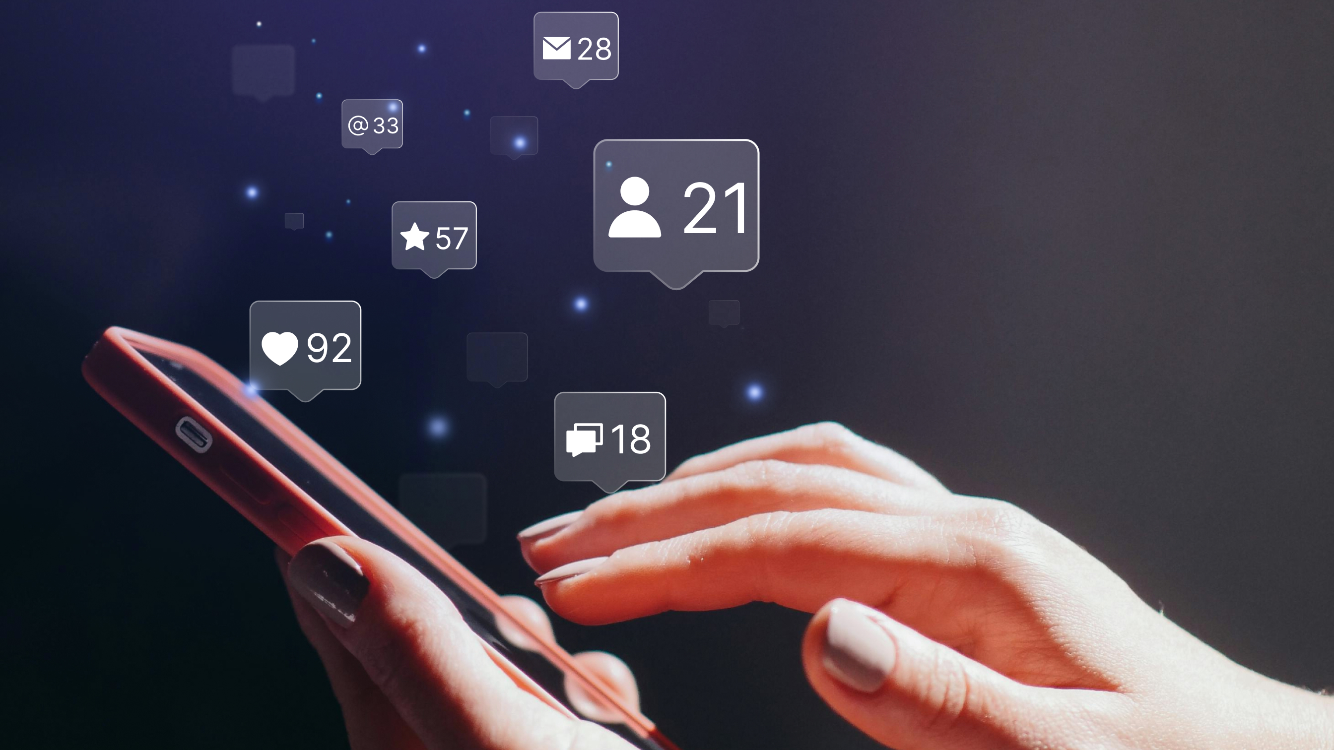 A smartphone screen displaying a social media interface with various reaction icons and numbers, representing an AI-powered group journal application.
